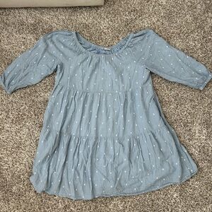 Matilda Jane Good Hart Chambray Blue All Day Tiered Dress Size XL Knee Length